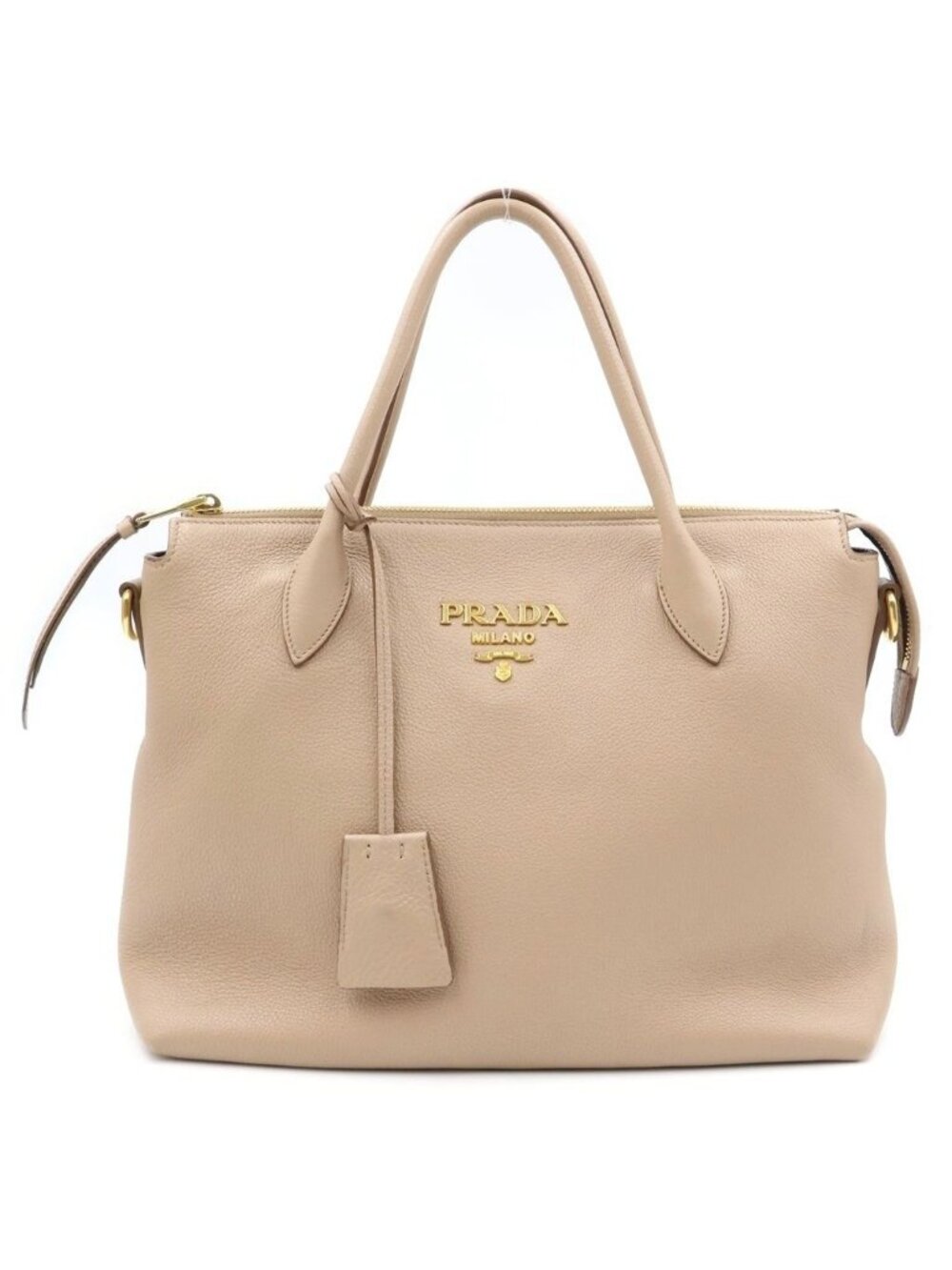 Prada Vitello Daino 2-Way Shoulder Bag Beige